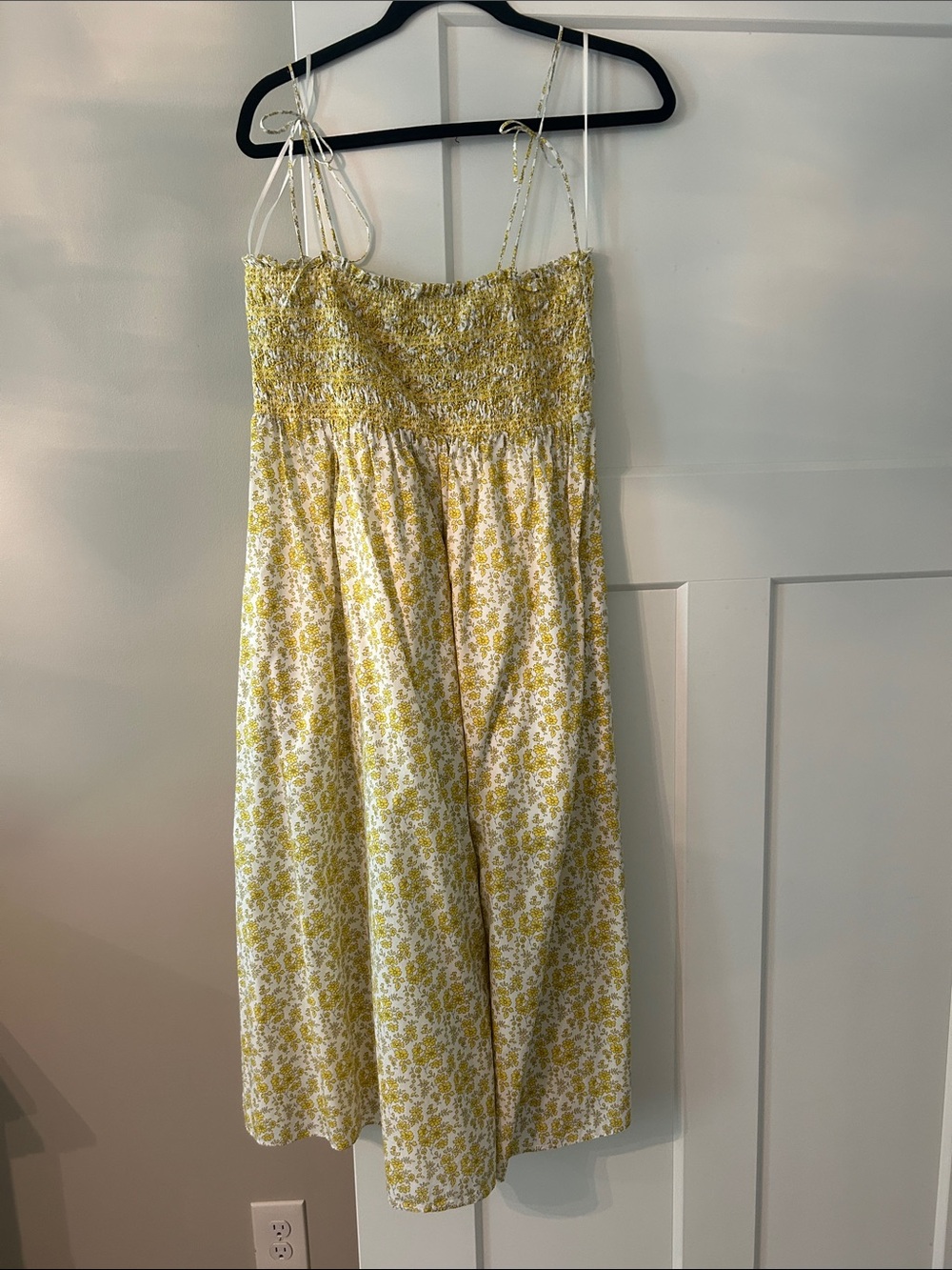 J. Crew Yellow and White Floral Smocked Sundress
